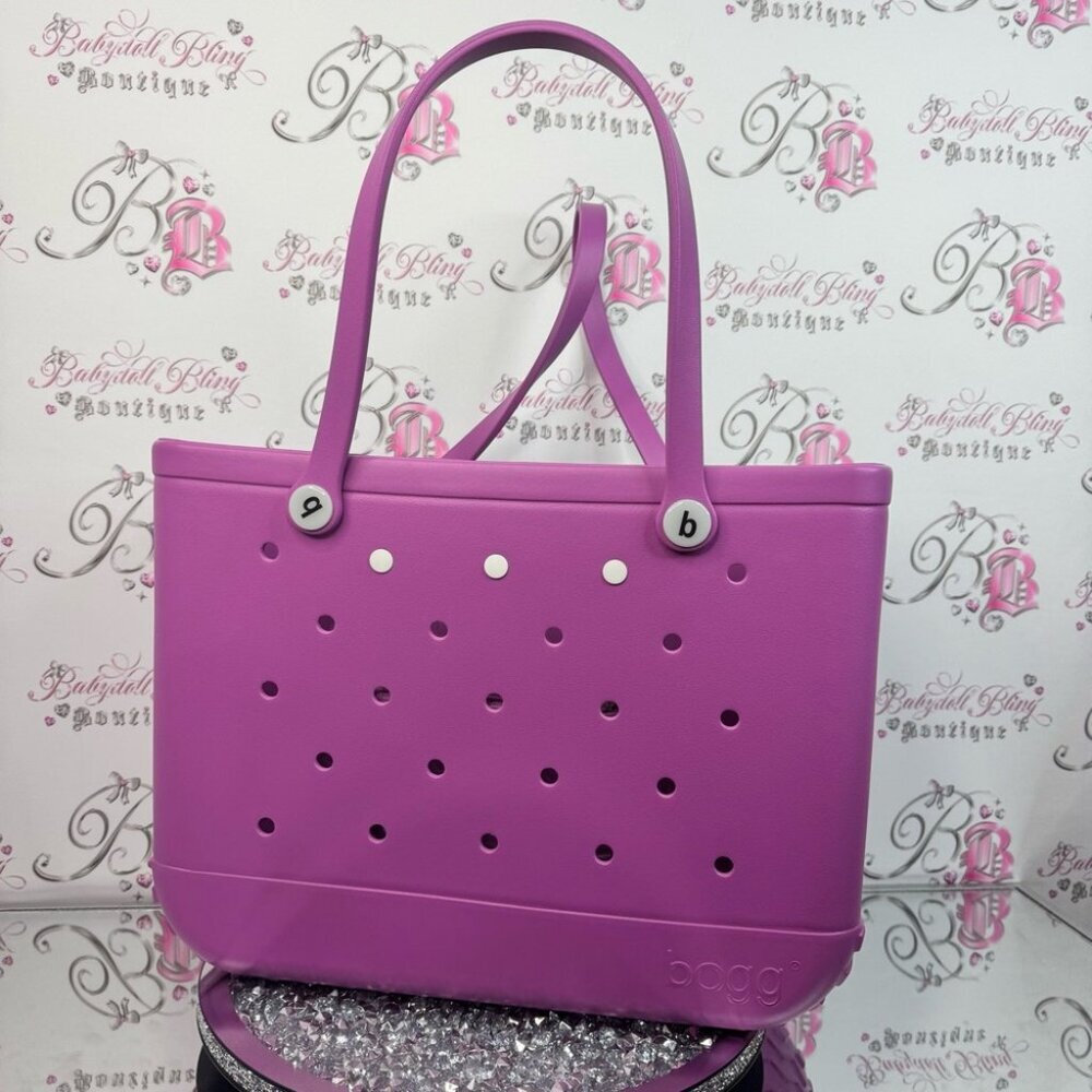 Bogg Bag large Purple Tote raspberry rare discontinued color sherbet purple pink - Picture 2 of 11